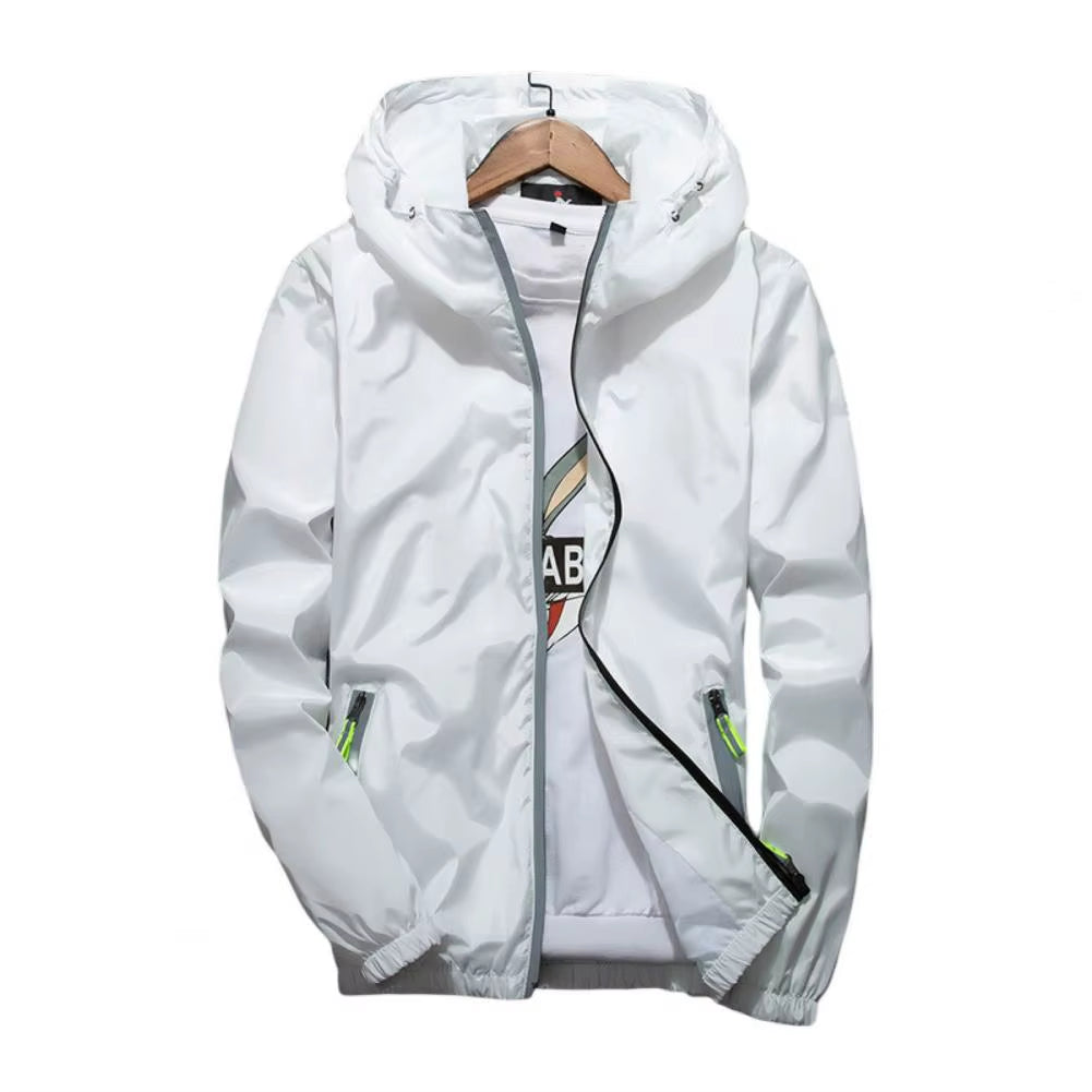 Men Windbreaker Solid Color Sporty Streetwear Zipper Quick Dry Jacket Men Coat for Daily Wear