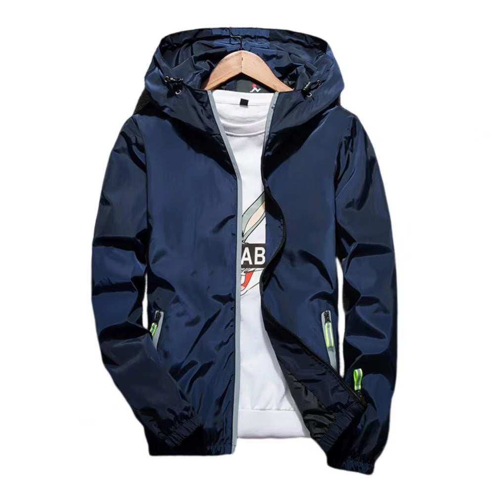 Men Windbreaker Solid Color Sporty Streetwear Zipper Quick Dry Jacket Men Coat for Daily Wear