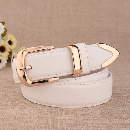 Fashion Women Leather Belts High Quality Gold Buckle Best Matching Dress Jeans Belts for Lady LB2146