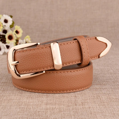 Fashion Women Leather Belts High Quality Gold Buckle Best Matching Dress Jeans Belts for Lady LB2146