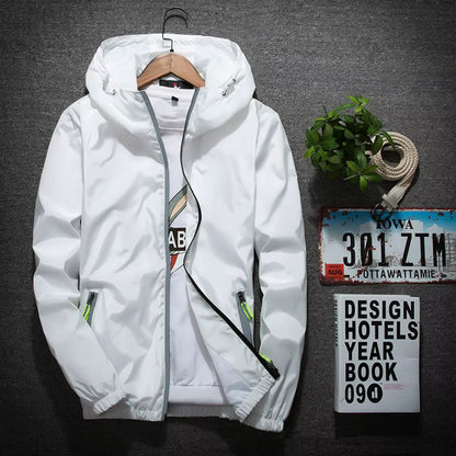 Men Windbreaker Solid Color Sporty Streetwear Zipper Quick Dry Jacket Men Coat for Daily Wear