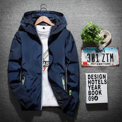 Men Windbreaker Solid Color Sporty Streetwear Zipper Quick Dry Jacket Men Coat for Daily Wear